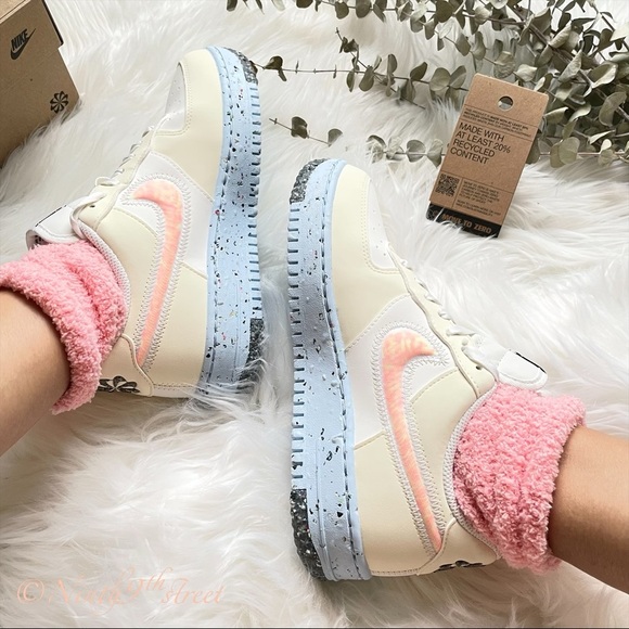 Nike Air Force 1 Crater Shoes Sneakers SAIL ORANGE COCONUT MILK VOLT - Picture 2 of 12